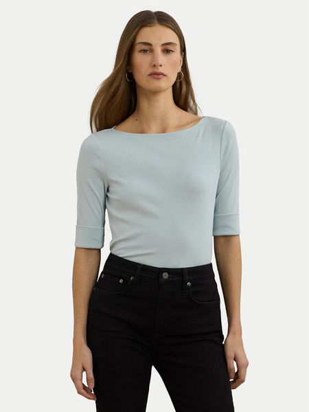 LAUREN RALPH LAUREN Bluzka 200654963187 Błękitny Slim Fit. Niebieskie bluzki damskie Lauren Ralph Lauren, xxl, bez wzorów, z bawełny, bez ramiączek. Za 149.99 zł.