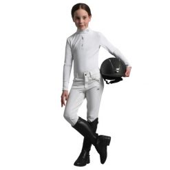 Dziewczęca koszulka polo z długim rękawem z lycry Premier Equine Rossini. Białe koszulki dziewczęce PREMIER EQUINE, bez wzorów, z lycry, bez ramiączek. Za 319.00 zł.