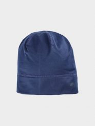 4F Czapka do biegania uniseks - granatowa L/XL. Niebieskie czapki męskie 4f, bez wzorów, z elastanu, sportowe. W wyprzedaży za 29.99 zł.
