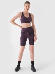 4F Legginsy kolarki treningowe damskie - fioletowe M. Fioletowe legginsy damskie 4f, m, bez wzorów, z dzianiny, z podwyższonym stanem, na fitness i siłownię. W wyprzedaży za 59.99 zł.