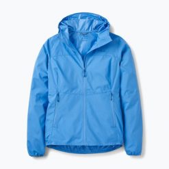 Kurtka przeciwiatrowa damska Rab Windgather Hoody. Niebieskie kurtki damskie RAB, s, bez wzorów, z materiału, bez kaptura. Za 369.99 zł.