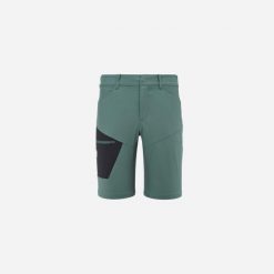 Spodenki turystyczne męskie Millet Wanaka Stretch Short III regular fit. Zielone szorty męskie Millet, bez kołnierzyka. Za 255.00 zł.