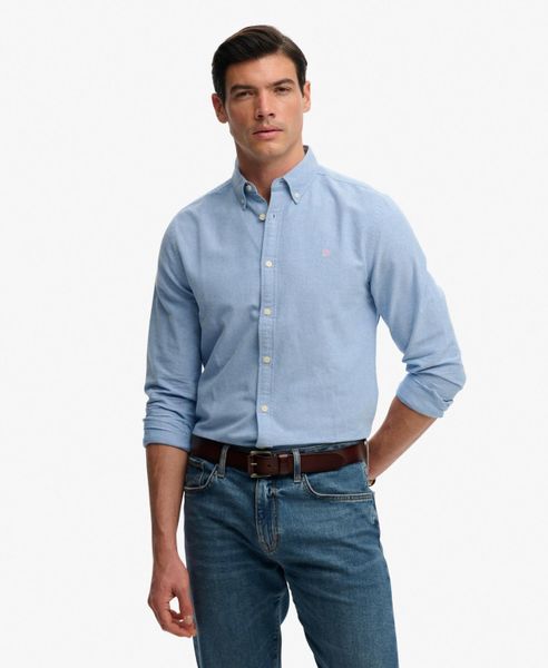 Superdry Preppy Oxford koszula z długim rękawem z organicznej bawełny. Niebieskie koszule damskie Superdry., s, bez wzorów, z bawełny, bez kołnierzyka, bez ramiączek. Za 255.30 zł.