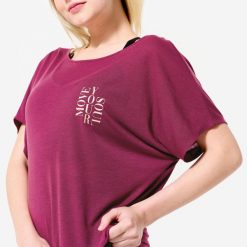Koszulka z krótkim rękawem do tańca nowoczesnego damska Starever. Niebieskie bluzki damskie STAREVER, xl, bez wzorów, z lyocellu, eleganckie, bez kołnierzyka, bez ramiączek. Za 64.99 zł.