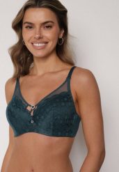 Ciemnozielony Koronkowy Biustonosz Ozdobiony Cyrkoniowym Sercem Galirope. Zielone biustonosze Born2be, z aplikacjami, z koronki. Za 39.99 zł.