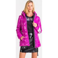 KURTKA Pinko. Fioletowe kurtki damskie Pinko, z aplikacjami, z kapturem. Za 1,509.00 zł.