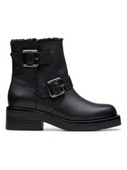 Clarks Skórzane botki "Rebelle" w kolorze czarnym rozmiar: 41. Czarne botki damskie Clarks, bez obcasa, bez zapięcia. Za 355.78 zł.
