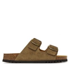 Klapki Scholl. Brązowe klapki damskie Scholl, bez wzorów, bez obcasa. Za 289.99 zł.