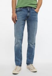 MUSTANG WASHINGTON MĘSKIE SPODNIE JEANSOWE DENIM BLUE 1012444 5000 202. Niebieskie spodnie materiałowe męskie Mustang, bez wzorów, z denimu. Za 199.99 zł.