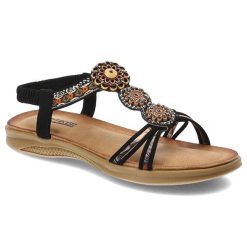 Czarne Sandały Artiker Modne Obuwie Damskie W Stylu Boho. Czarne sandały damskie Artiker, bez wzorów, ze skóry ekologicznej, bez obcasa. Za 139.00 zł.