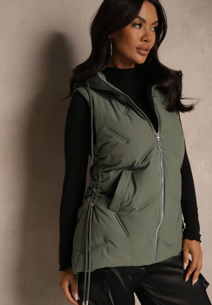 Zielona Pikowana Kamizelka z Kapturem w Stylu Basic Cleopie. Zielone kamizelki damskie Renee, l. Za 119.99 zł.