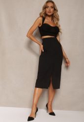 Czarna Spódnica Trapezowa Xelea. Czarne spódniczki damskie Renee, m, bez wzorów, biznesowe, midi, trapezowe. Za 79.99 zł.