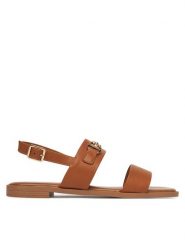 Nine West Sandały 678322-CCC Brązowy. Brązowe sandały damskie Nine West, bez wzorów, z materiału, bez obcasa, na płaskiej podeszwie. Za 135.99 zł.