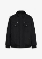 Kurtka zimowa z miękką polarową podszewką. Czarne kurtki outdoor męskie bonprix, m, bez wzorów, z polaru, bez kaptura. Za 349.99 zł.
