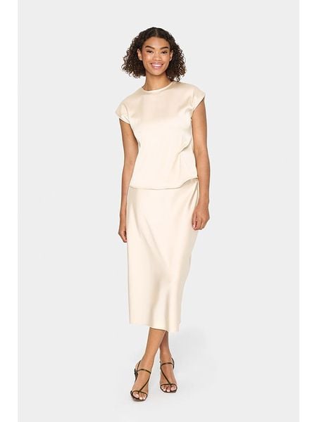 SAINT TROPEZ Spódnica w kolorze kremowym rozmiar: M. Brązowe spódniczki damskie Saint Tropez, m, bez wzorów, z podwyższonym stanem, midi, proste. Za 156.61 zł.