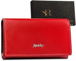 Portfel skórzany Rovicky czerwony R-RD-21-GCL Red-. Czerwone portfele damskie ROVICKY, bez wzorów. Za 95.99 zł.