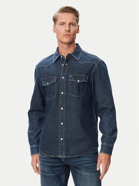 Tommy Jeans Koszula jeansowa Western DM0DM23697 Granatowy Regular Fit. Niebieskie koszule męskie Tommy Jeans, m, bez wzorów, z bawełny, bez kołnierzyka, bez ramiączek. Za 409.99 zł.