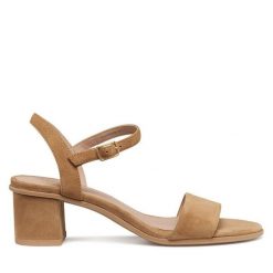 Sandały Geox. Brązowe sandały damskie Geox, bez wzorów, bez obcasa, na słupku. Za 459.99 zł.