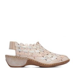 Sandały Rieker. Brązowe sandały damskie Rieker, bez wzorów, bez obcasa, na koturnie. Za 349.99 zł.
