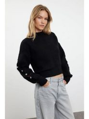 Trendyol Sweter w kolorze czarnym rozmiar: L. Czarne golfy damskie Trendyol, l, bez wzorów, ze splotem, bez ramiączek. Za 149.66 zł.