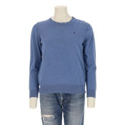 Second life - Damski sweter z okrągłym dekoltem niebieski - Stan bardzo dobry. Niebieskie golfy damskie Ralph Lauren, bez wzorów, bez ramiączek. Za 255.56 zł.