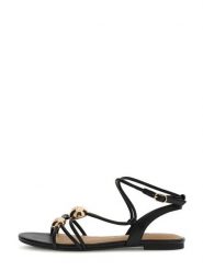 Guess Sandały 182994 Czarny. Czarne sandały damskie Guess, z aplikacjami, bez obcasa, na słupku. Za 494.99 zł.