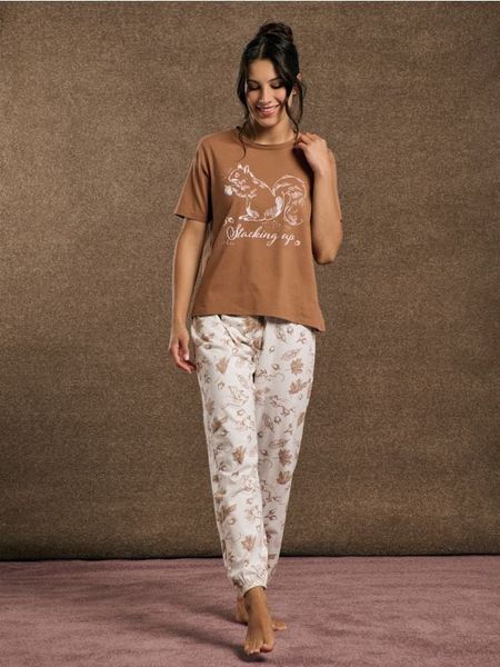 Piżama dwuczęściowa - brązowy. Brązowe piżamy damskie Sinsay, l, bez wzorów, bez ramiączek. Za 49.99 zł.