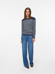 Vero Moda Sweter w kolorze granatowym rozmiar: S. Niebieskie swetry klasyczne damskie Vero Moda, s, z bawełny, bez kołnierzyka. Za 118.84 zł.