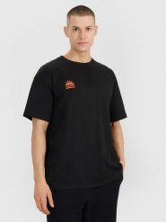 4F T-shirt oversize z nadrukiem męski - czarny XL. Czarne t-shirty męskie 4f, m, bez wzorów, z bawełny, bez kołnierzyka. Za 69.99 zł.