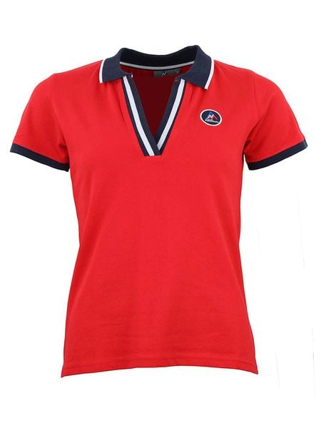 Peak Mountain Koszulka polo w kolorze czerwonym rozmiar: M. Czerwone bluzki damskie Peak Mountain, m, bez wzorów, bez kołnierzyka, bez ramiączek. Za 94.95 zł.