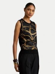 LAUREN RALPH LAUREN Bluzka 200P13976001 Czarny Regular Fit. Czarne bluzki damskie Lauren Ralph Lauren, m, bez wzorów, z syntetyku, bez kołnierzyka, bez ramiączek. Za 819.99 zł.