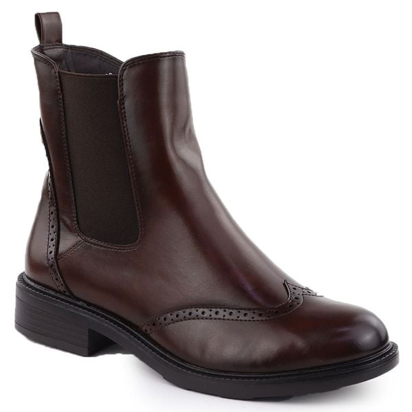 Botki damskie ocieplane sztyblety brązowe Potocki SZ12686. Brązowe botki damskie POTOCKI, ze skóry ekologicznej, eleganckie, bez obcasa, bez zapięcia. Za 189.99 zł.