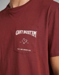 LEE SS CANT BUSTEM TEE MĘSKI T-SHIRT KOSZULKA NADRUK FIRED BRICK L60YFETM 112140374. T-shirty męskie Lee, l, bez wzorów, bez kołnierzyka. Za 69.99 zł.