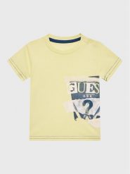 Guess T-Shirt I3GI00 K8HM0 Żółty Regular Fit. Żółte t-shirty chłopięce Guess, z aplikacjami, z bawełny, bez ramiączek. Za 89.99 zł.