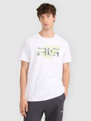 4F T-shirt regular z nadrukiem męski 4F x Robert Lewandowski - biały XL. Białe t-shirty męskie 4f, l, bez wzorów, z bawełny, bez kołnierzyka. Za 99.99 zł.