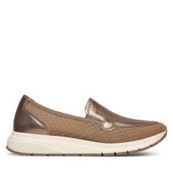 Półbuty Caprice. Brązowe półbuty damskie Caprice, bez wzorów, bez obcasa, na płaskiej podeszwie. Za 399.99 zł.