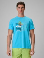 T-shirt regular z nadrukiem męski 4F 4FRSS26TTSHM4303. Białe t-shirty męskie 4f, na lato, m, bez wzorów, z bawełny, bez kołnierzyka. Za 69.99 zł.