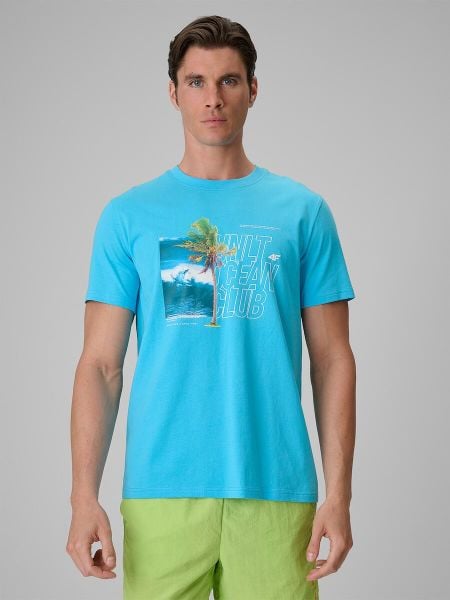 T-shirt regular z nadrukiem męski 4F 4FRSS26TTSHM4303. Białe t-shirty męskie 4f, na lato, l, bez wzorów, z bawełny, bez kołnierzyka. Za 69.99 zł.