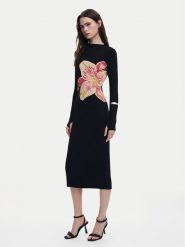 Desigual Sukienka codzienna 25SWVKX1 Czarny Slim Fit. Czarne sukienki damskie Desigual, na co dzień, l, bez wzorów, z wiskozy, bez kołnierzyka, bez ramiączek, proste. Za 329.99 zł.