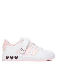 Adidas Sneakersy Grand Court Minnie El K JR8134 Biały. Białe buty sportowe dziewczęce Adidas, bez wzorów, ze skóry, bez zapięcia. Za 199.99 zł.