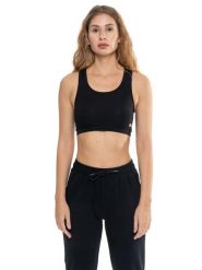 Aktywny złoty top damski. Czarne topy sportowe damskie LEONE 1947 APPAREL, m, bez wzorów, bez ramiączek. Za 147.35 zł.