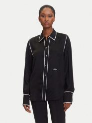 KARL LAGERFELD Koszula A3W11012 Czarny Regular Fit. Czarne koszule damskie Karl Lagerfeld, bez wzorów, z wiskozy, bez kołnierzyka, bez ramiączek. Za 749.99 zł.