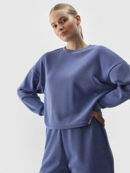 4F Bluza dresowa nierozpinana z dodatkiem modalu damska - granatowa XXL. Niebieskie bluzy bez kaptura damskie 4f, l, z dresówki. W wyprzedaży za 79.99 zł.