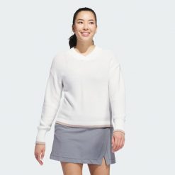 Sweter z dzianiny Ultimate365. Białe swetry klasyczne damskie Adidas, l, z bawełny, bez kołnierzyka. Za 479.00 zł.