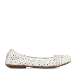 Baleriny Rieker. Białe baleriny damskie Rieker, bez wzorów, bez obcasa. Za 279.99 zł.