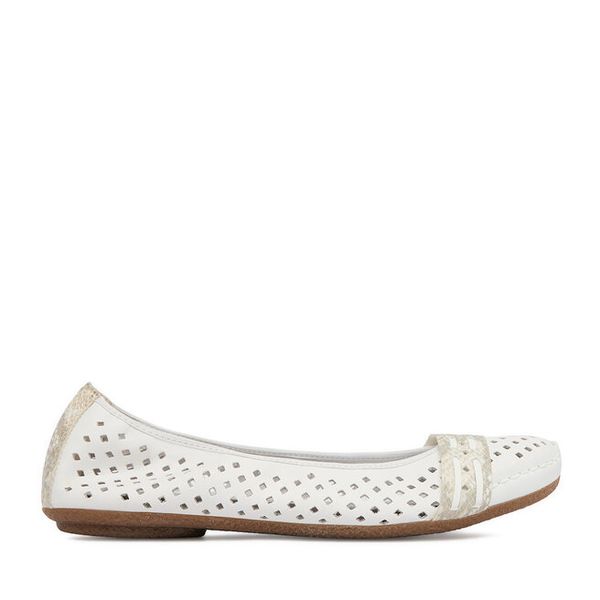 Baleriny Rieker. Białe baleriny damskie Rieker, bez wzorów, bez obcasa. Za 279.99 zł.