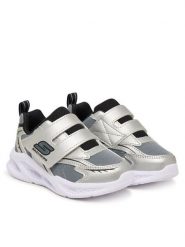 Skechers Sneakersy Meteor-Lights - Glow 401498N/SLBK Srebrny. Szare buty sportowe chłopięce Skechers, bez wzorów, z materiału, bez zapięcia. Za 179.99 zł.