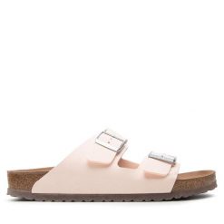 Klapki Birkenstock. Czerwone klapki damskie Birkenstock, bez wzorów, bez obcasa. Za 349.99 zł.