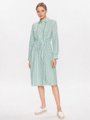 Tommy Hilfiger Sukienka koszulowa WW0WW37955 Zielony Regular Fit. Zielone sukienki damskie Tommy Hilfiger, bez wzorów, z bawełny, bez kołnierzyka, bez ramiączek, koszulowe. Za 629.99 zł.