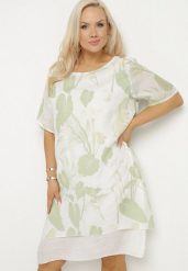 Jasnozielona Sukienka w Kwiaty z Bawełnianą Podszewką Mailionis. Zielone sukienki damskie Born2be, na co dzień, na lato, xl, bez wzorów, z bawełny, eleganckie, bez kołnierzyka, bez ramiączek, midi. W wyprzedaży za 63.99 zł.